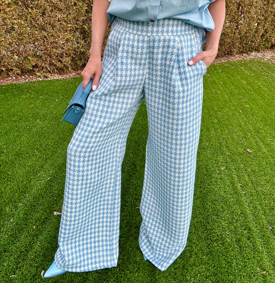 Pantalon Tweed Bleu