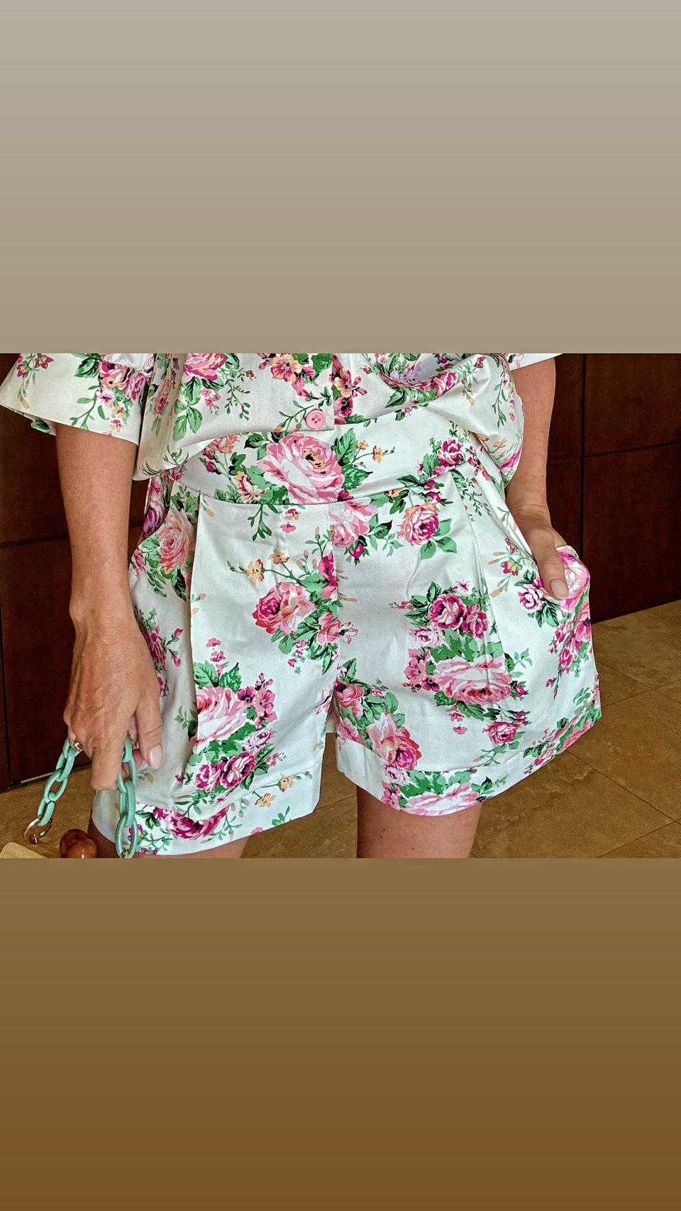 Shorts Fleurs Roses
