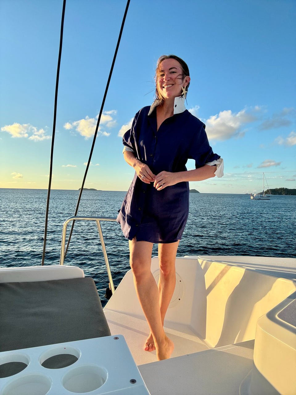Robe chemise lin marine