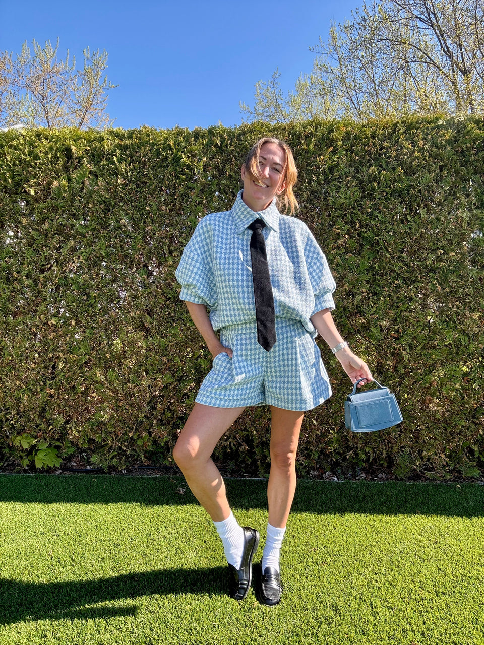 Short Tweed bleu