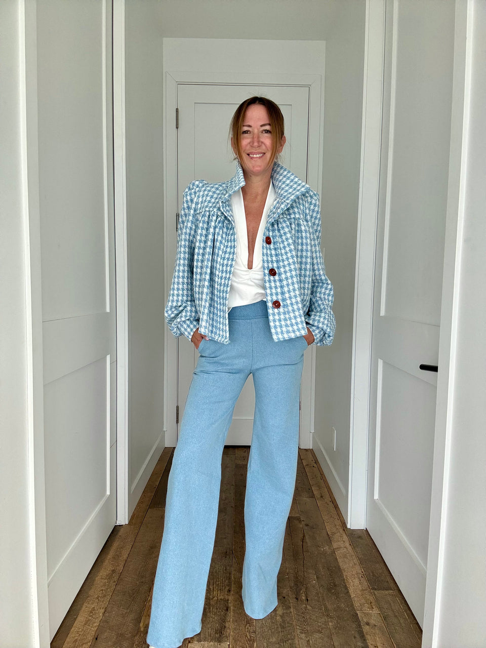 Veston tweed bleu