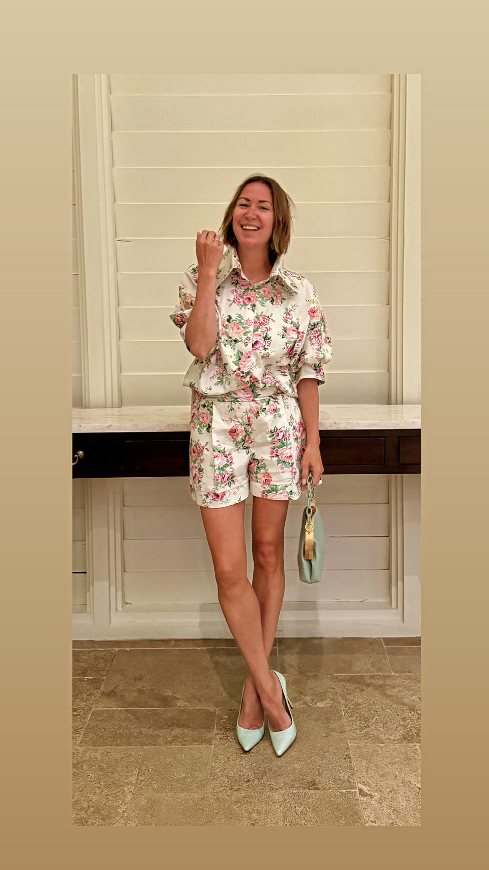 Shorts Fleurs Roses