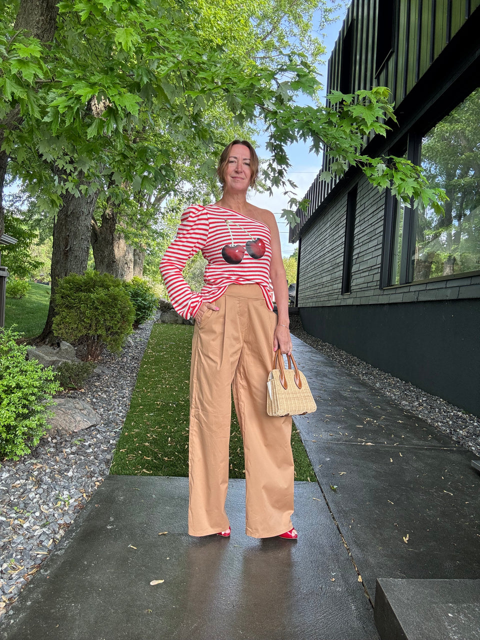 Pantalon large caramel