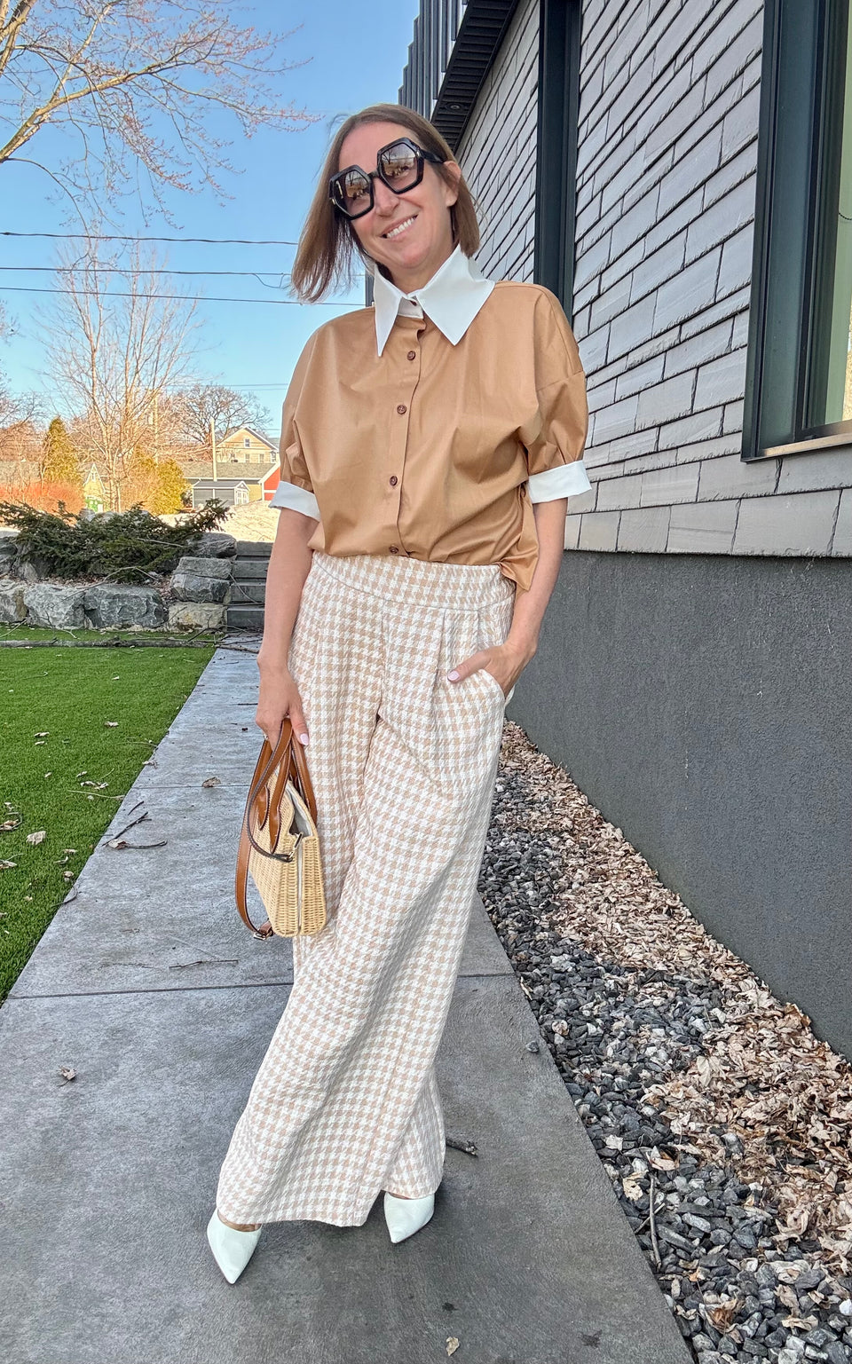 Pantalon Tweed Beige