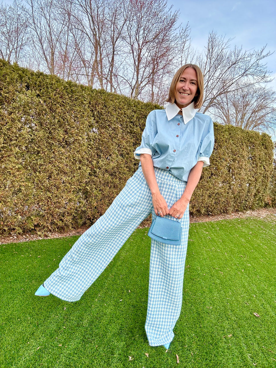 Pantalon Tweed Bleu