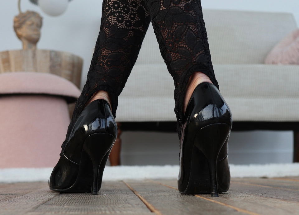 Pantalon collant dentelle noire