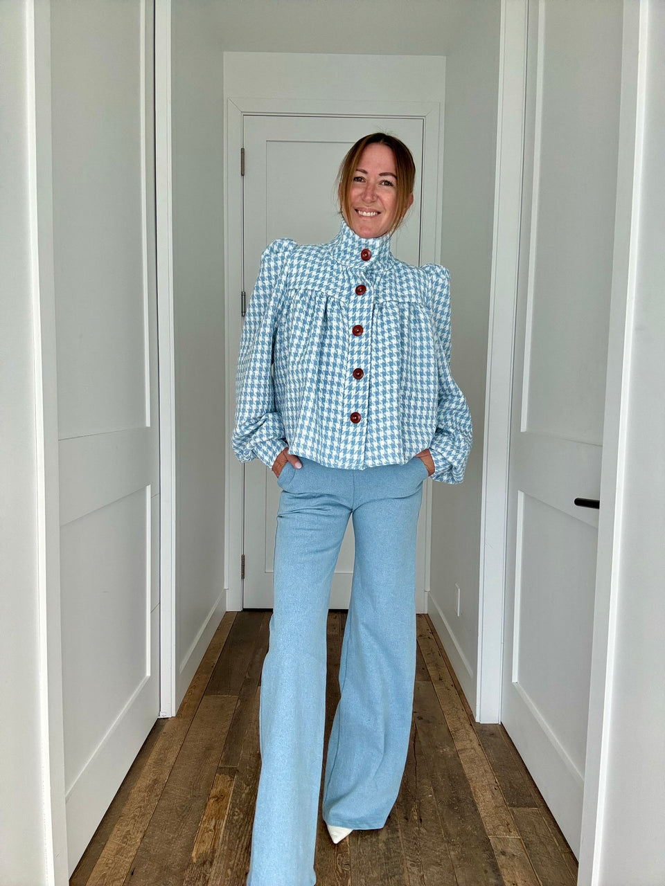 Veston tweed bleu