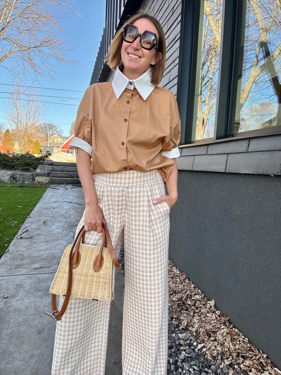 Pantalon Tweed Beige