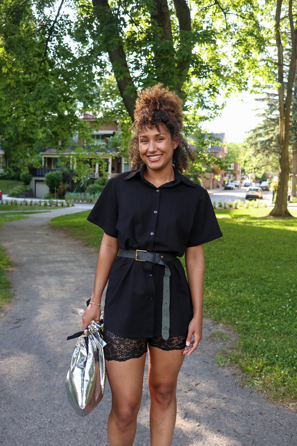 Chemise noire manches courtes