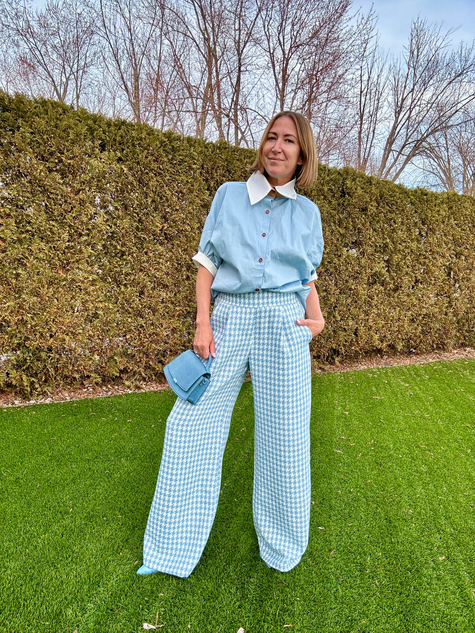 Pantalon Tweed Bleu