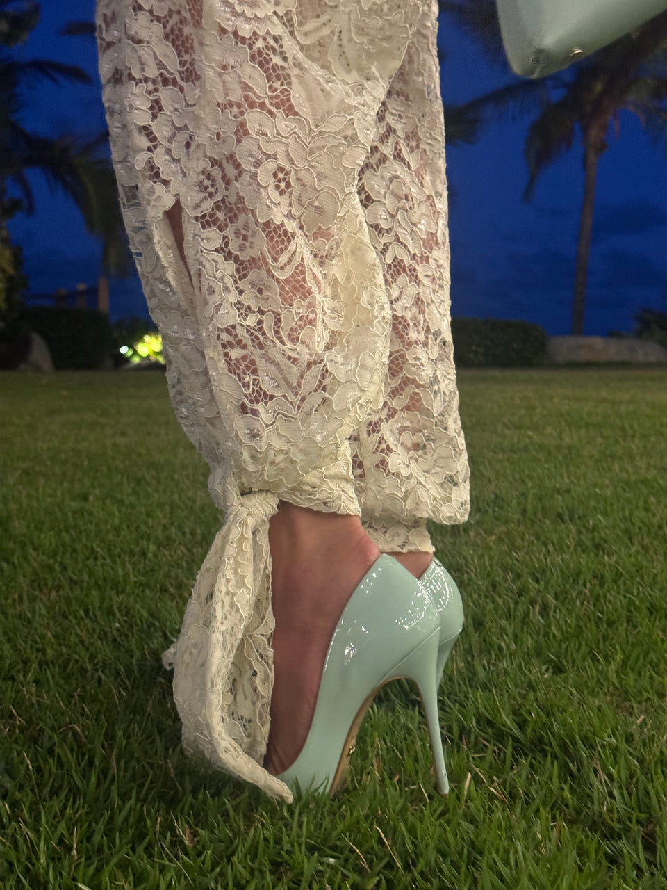 Pantalon ballon dentelle crème