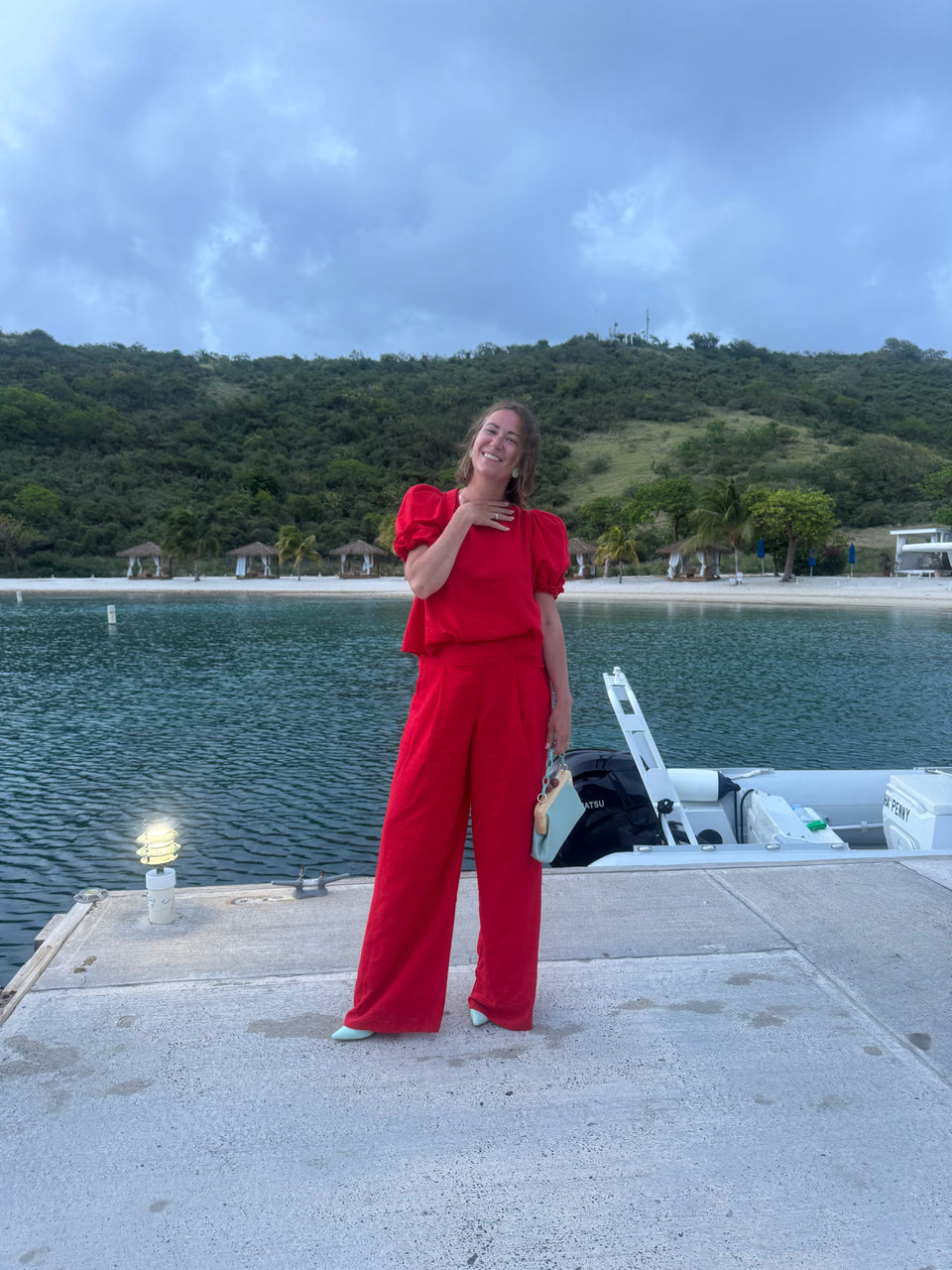 Pantalon lin rouge
