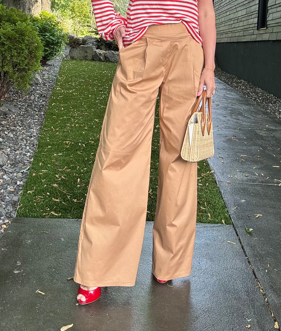 Pantalon large caramel