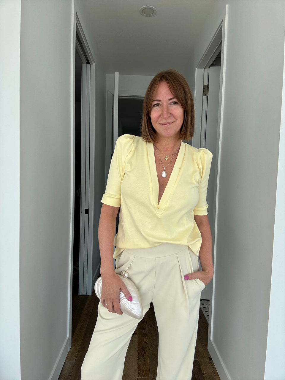 Top décolleté Jaune