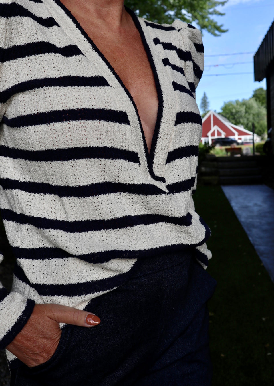 Top décolleté rayé
