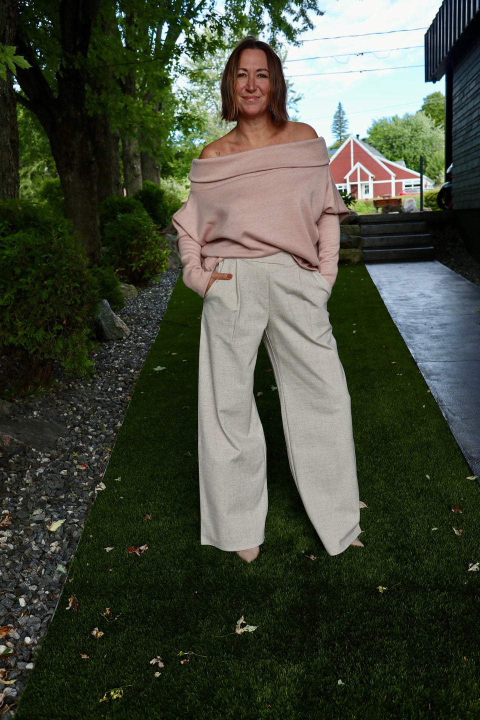 Pantalon Jill blanc moucheté