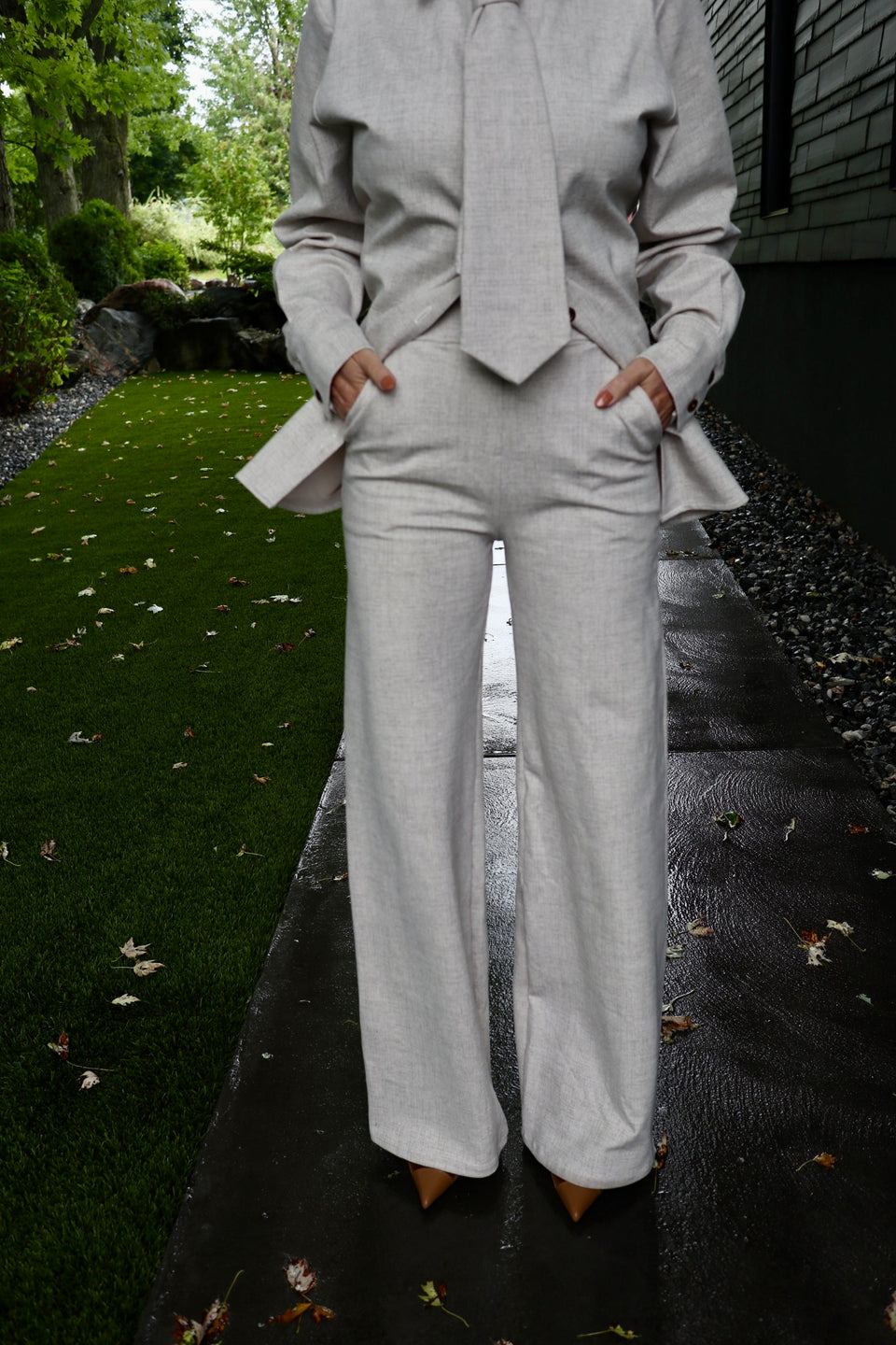 Pantalon Billie blanc moucheté