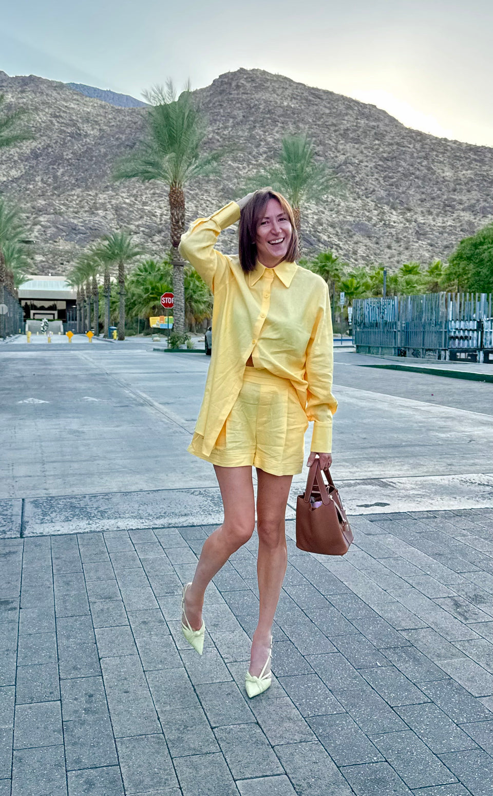 Chemise jaune lin