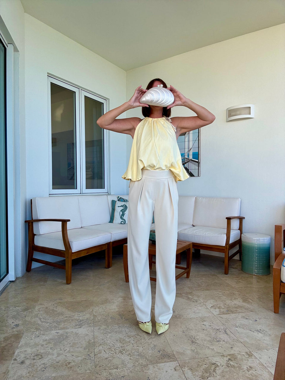 Pantalon garçon crème