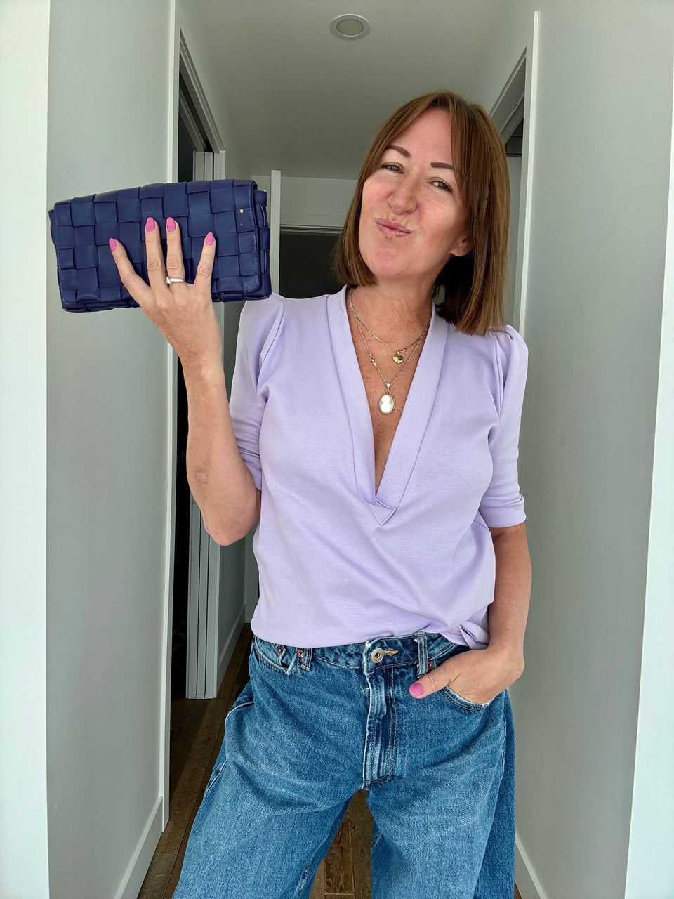 Top décolleté lilas