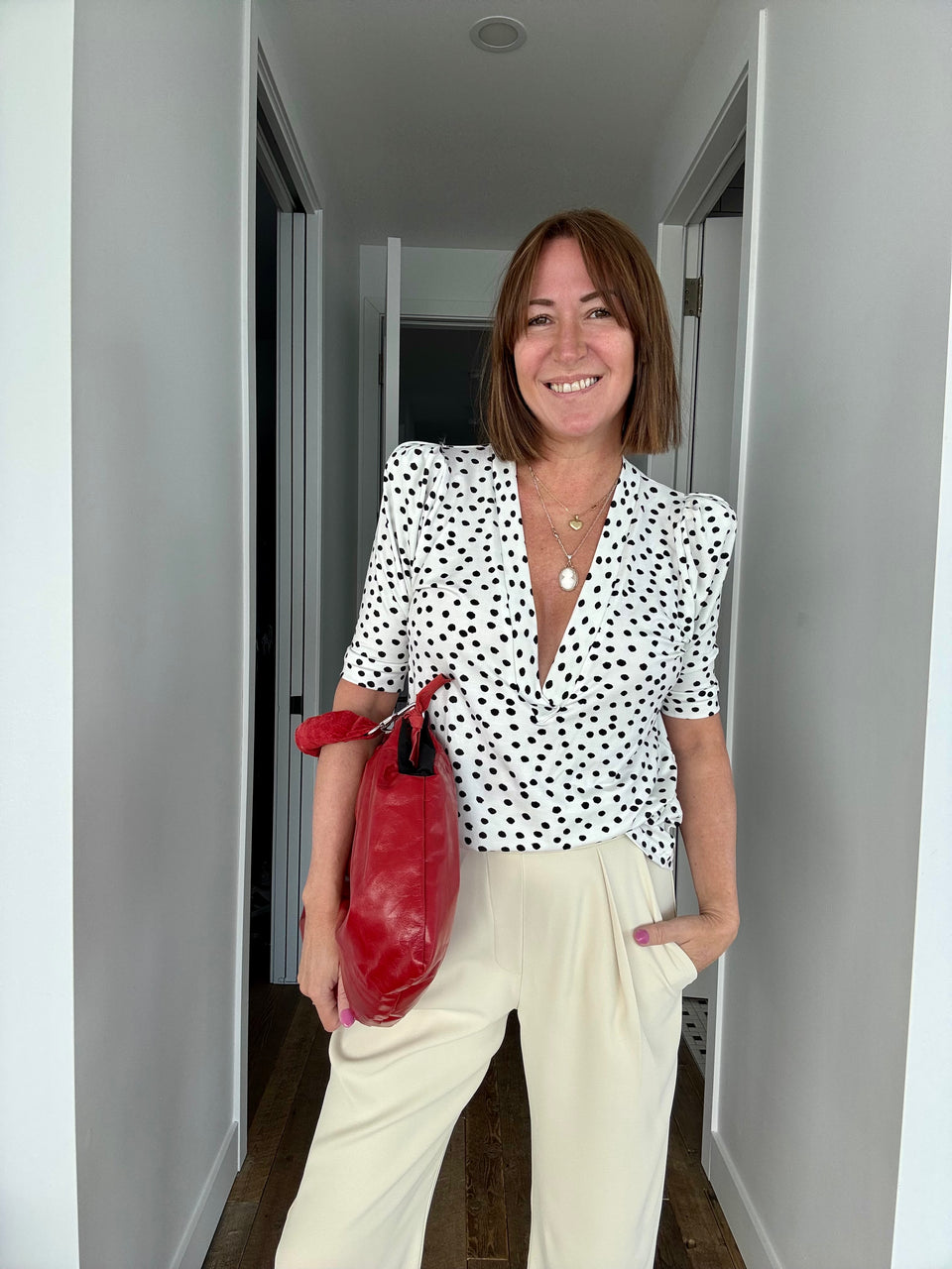 Top décolleté à pois