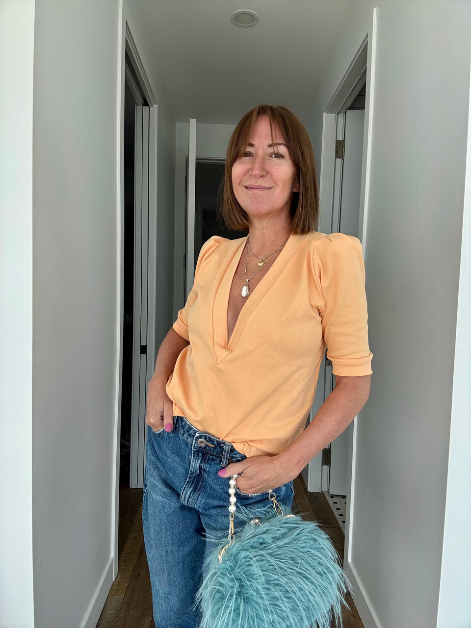 Top décolleté Tangerine