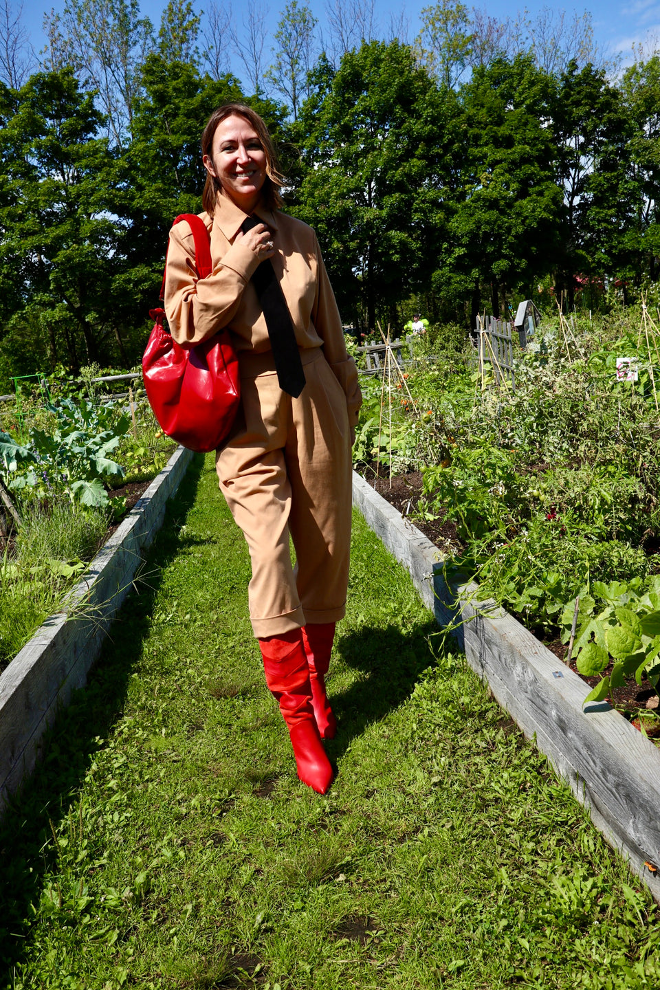 Sac à main croissant rouge