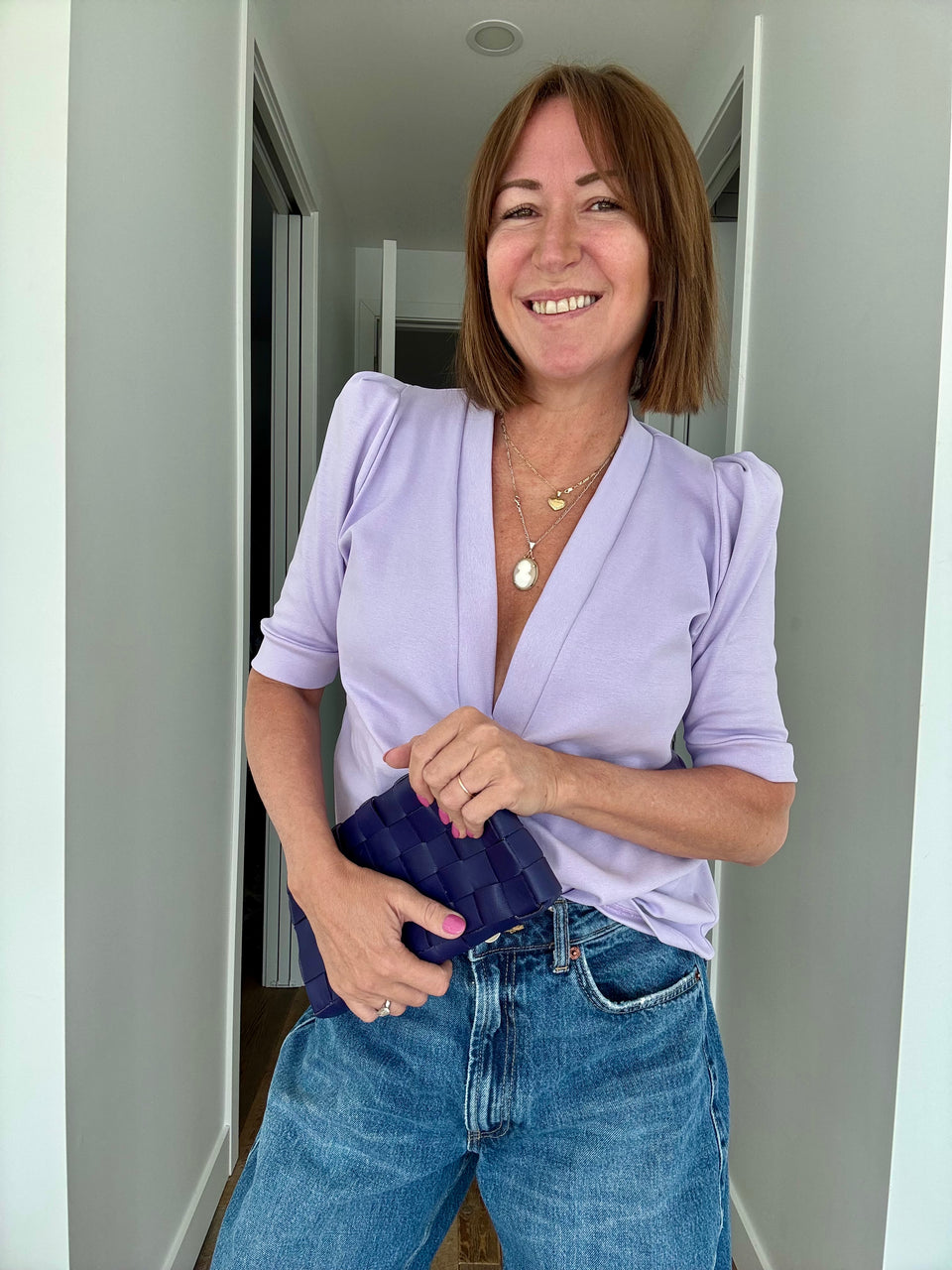 Top décolleté lilas