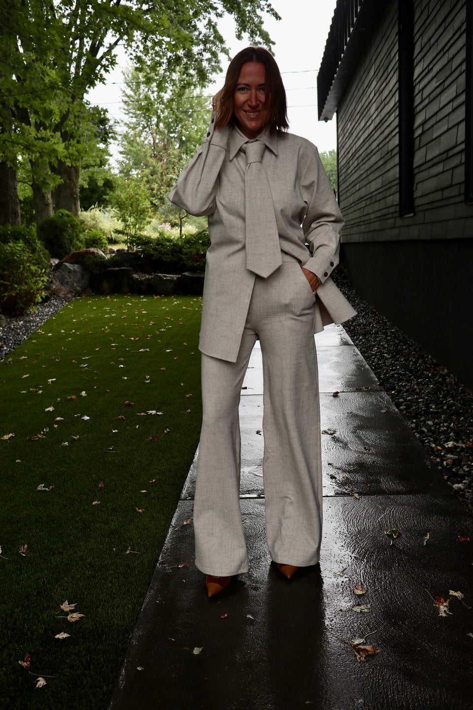 Pantalon Billie blanc moucheté