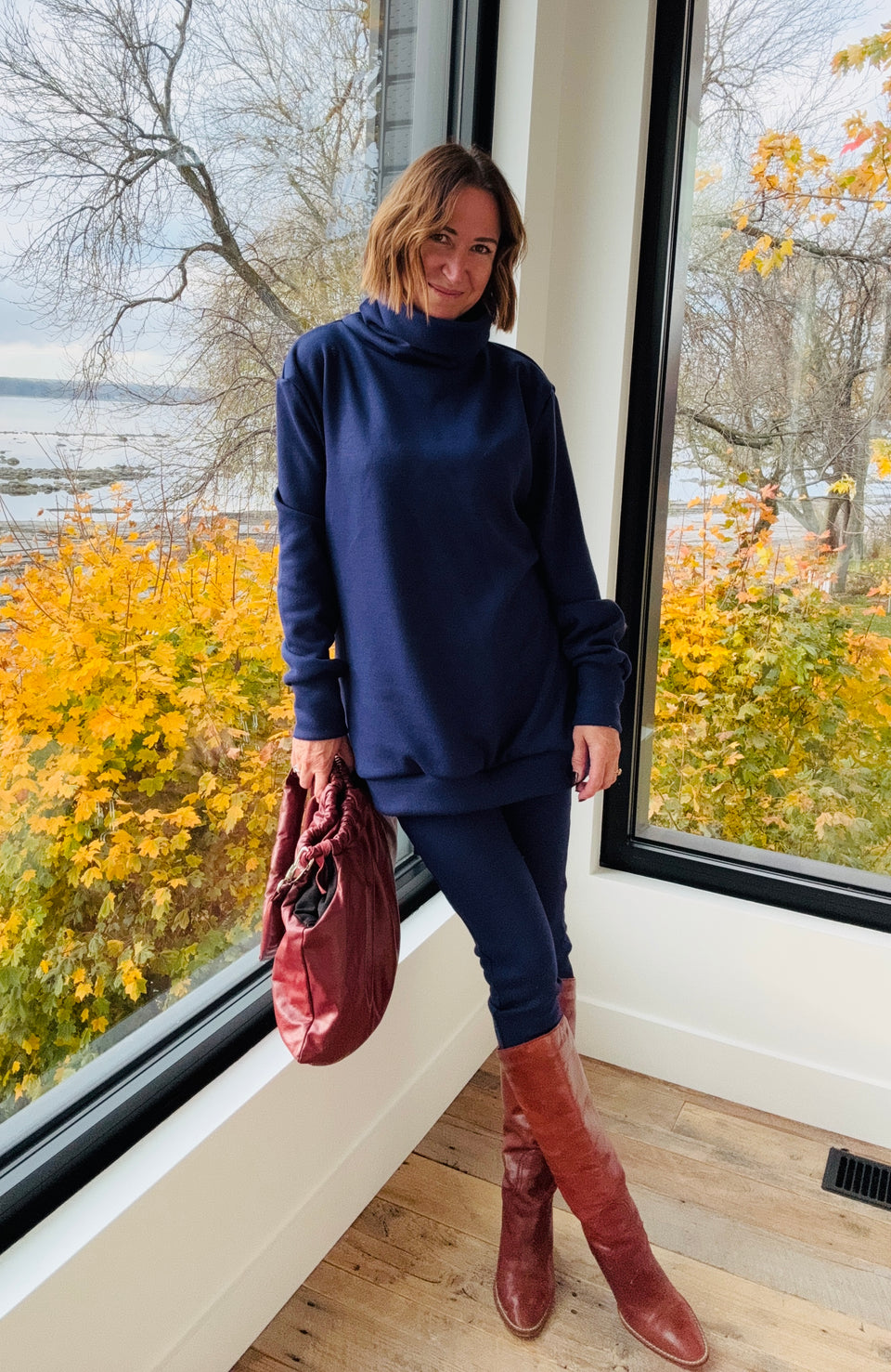 Pantalon tricot marine