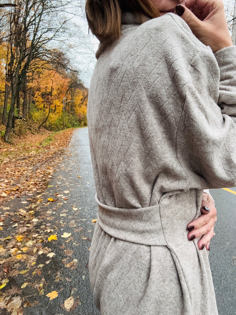 Col roulé tricot beige