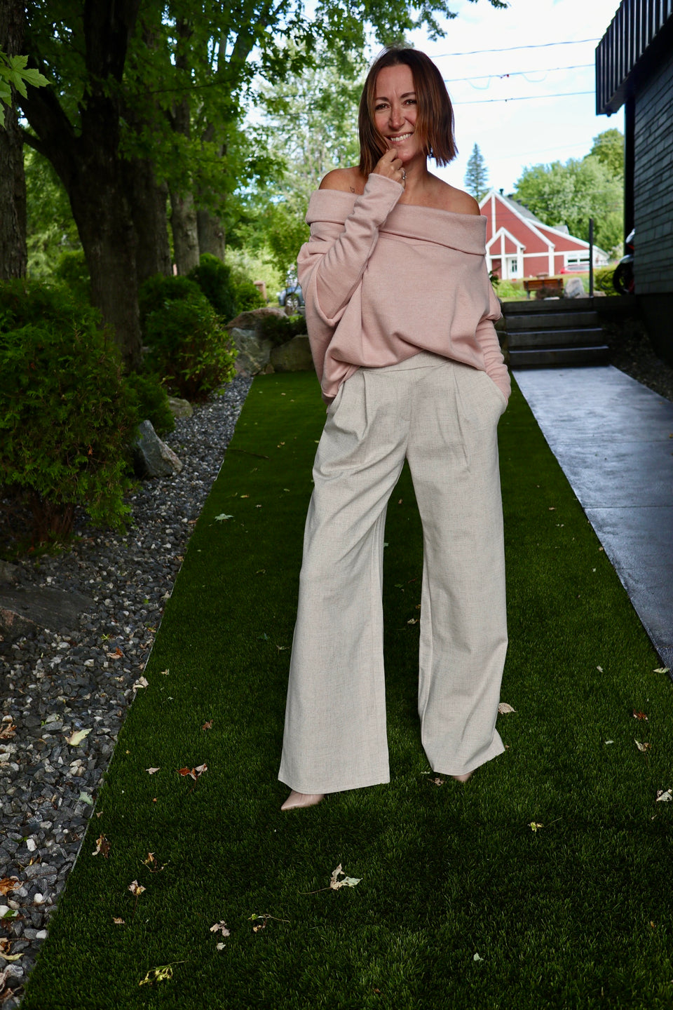 Pantalon Jill blanc moucheté
