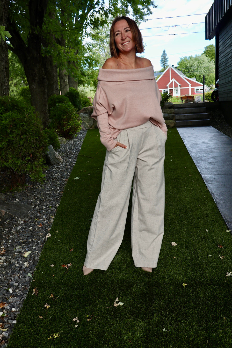 Pantalon Jill blanc moucheté