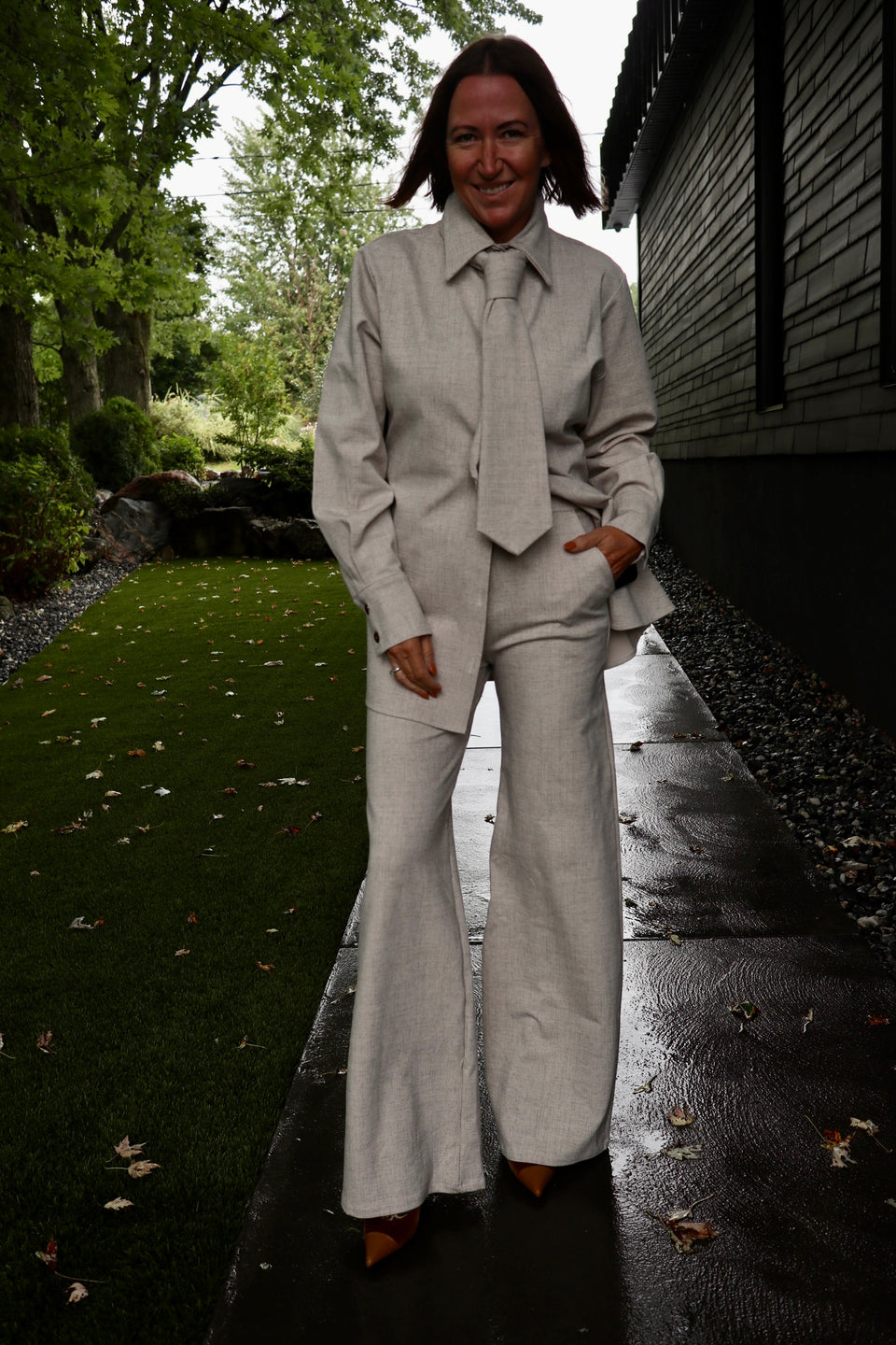 Pantalon Billie blanc moucheté