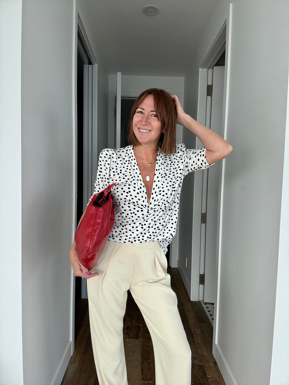 Top décolleté à pois