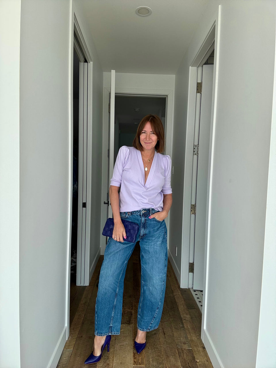 Top décolleté lilas