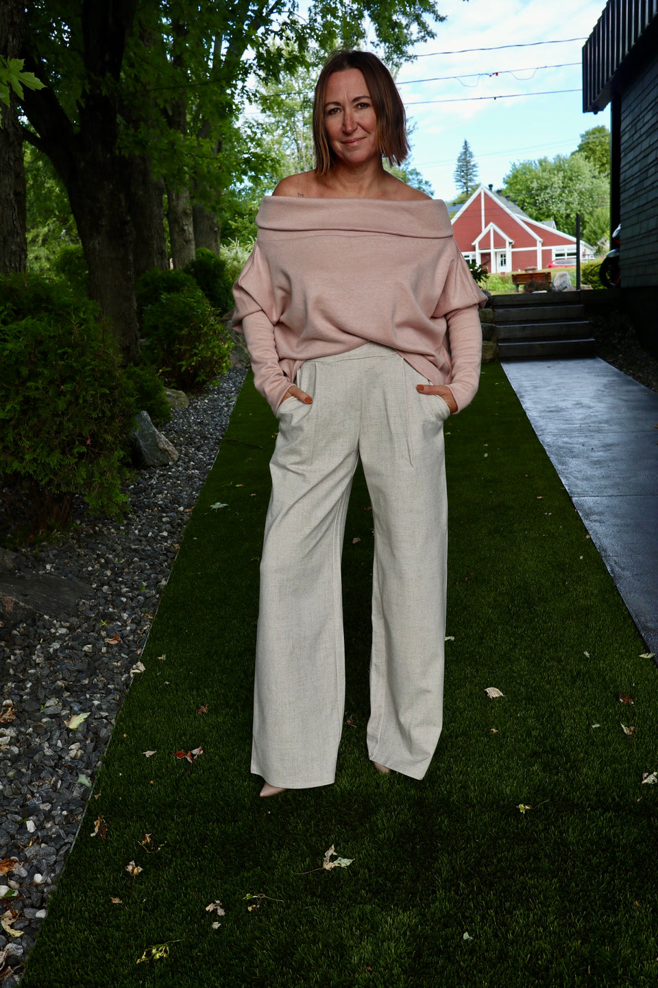 Pantalon Jill blanc moucheté