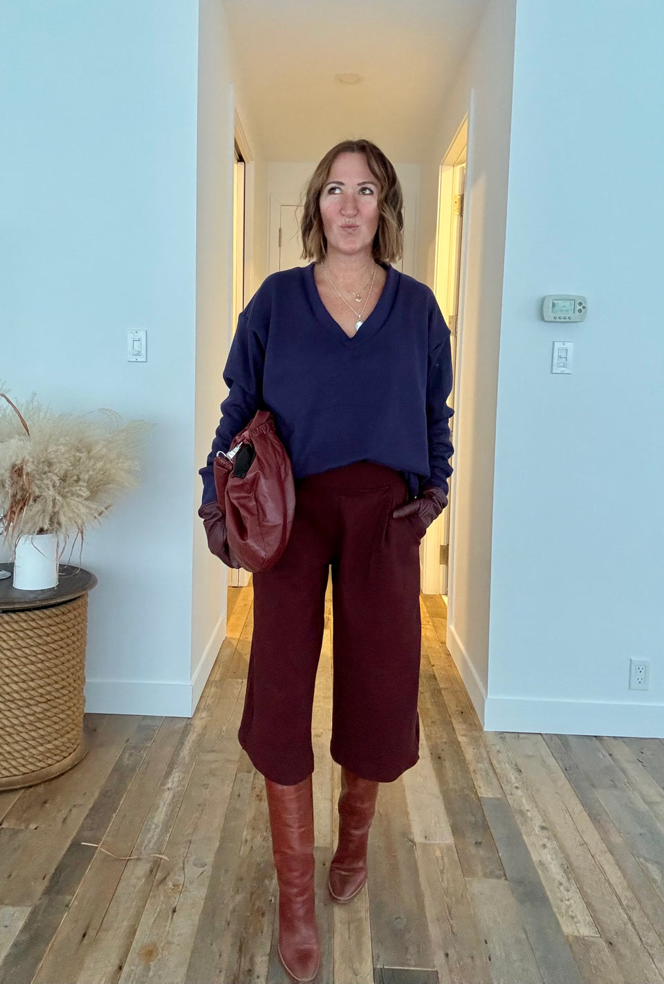 Chandail col V marine