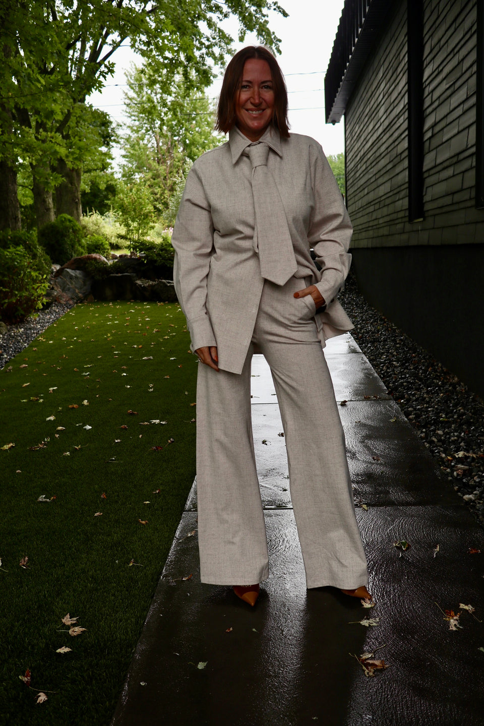 Pantalon Billie blanc moucheté