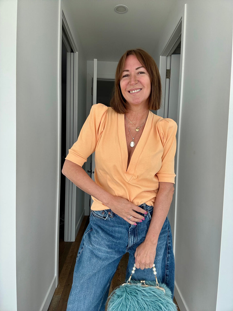 Top décolleté Tangerine