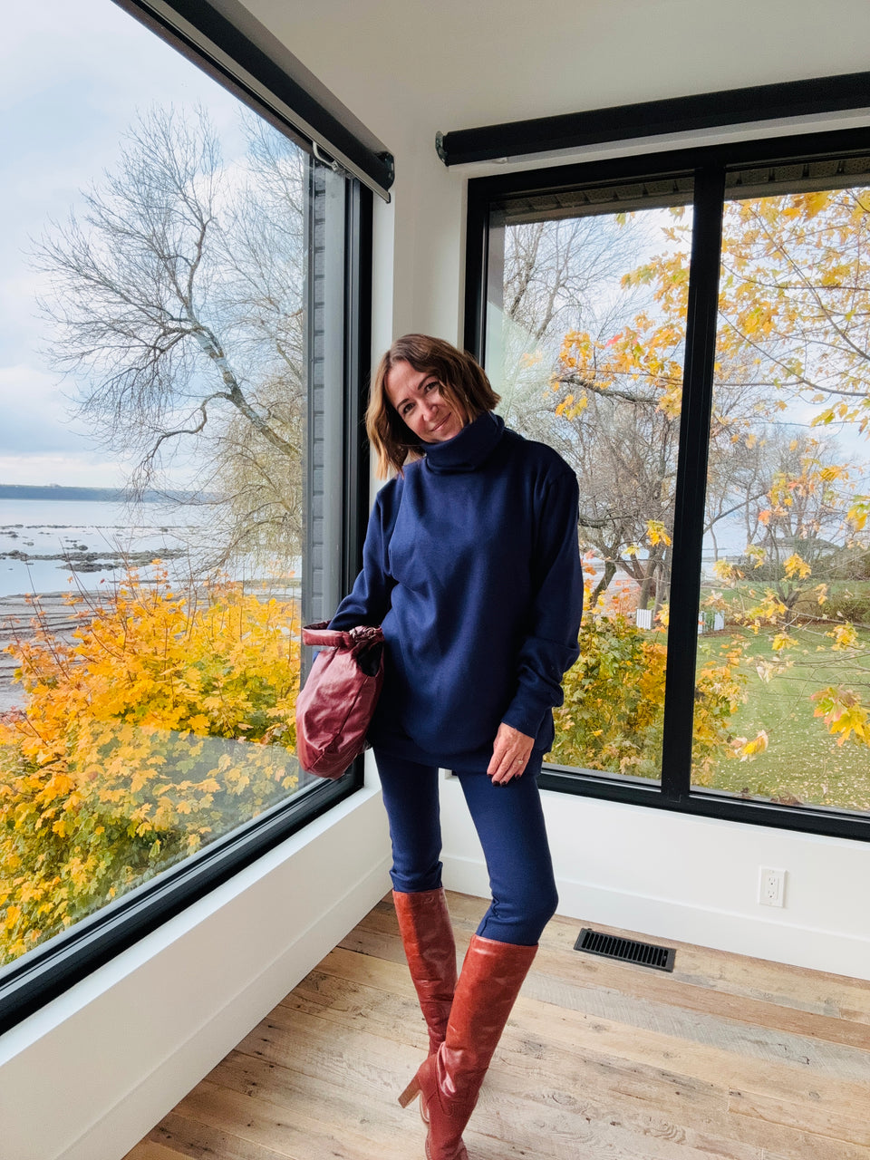 Pantalon tricot marine