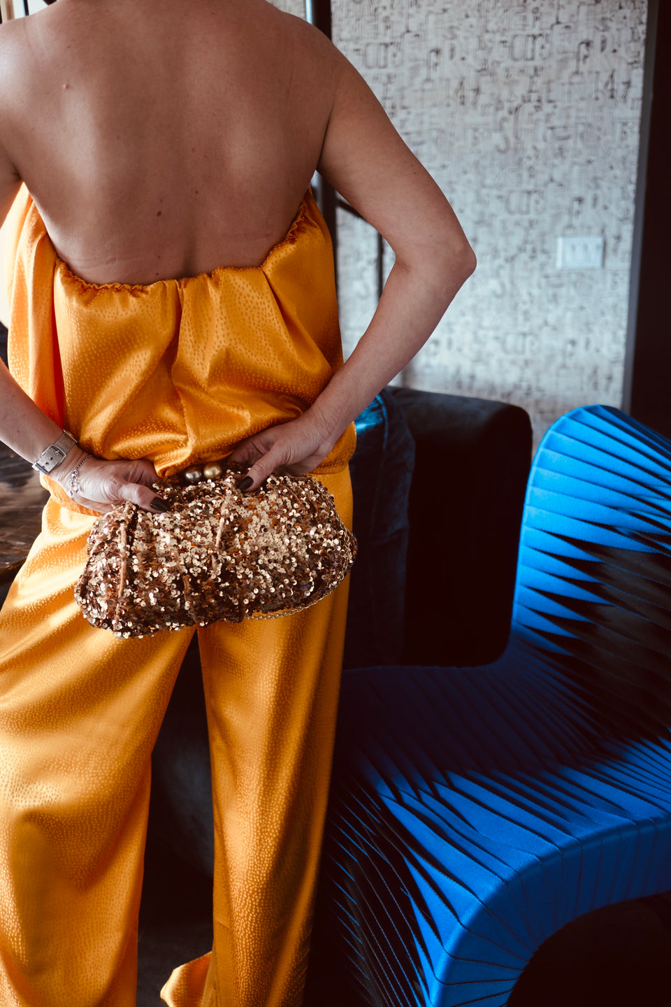 Top satin jaune doré