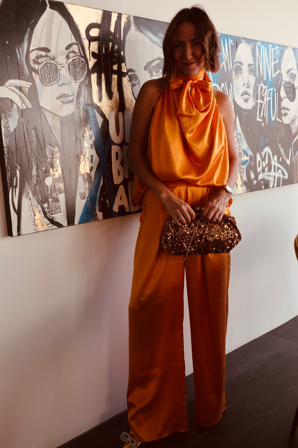 Top satin jaune doré