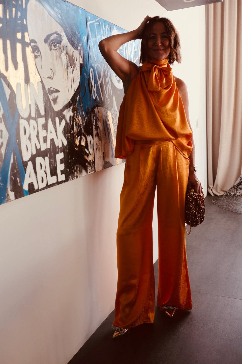 Top satin jaune doré