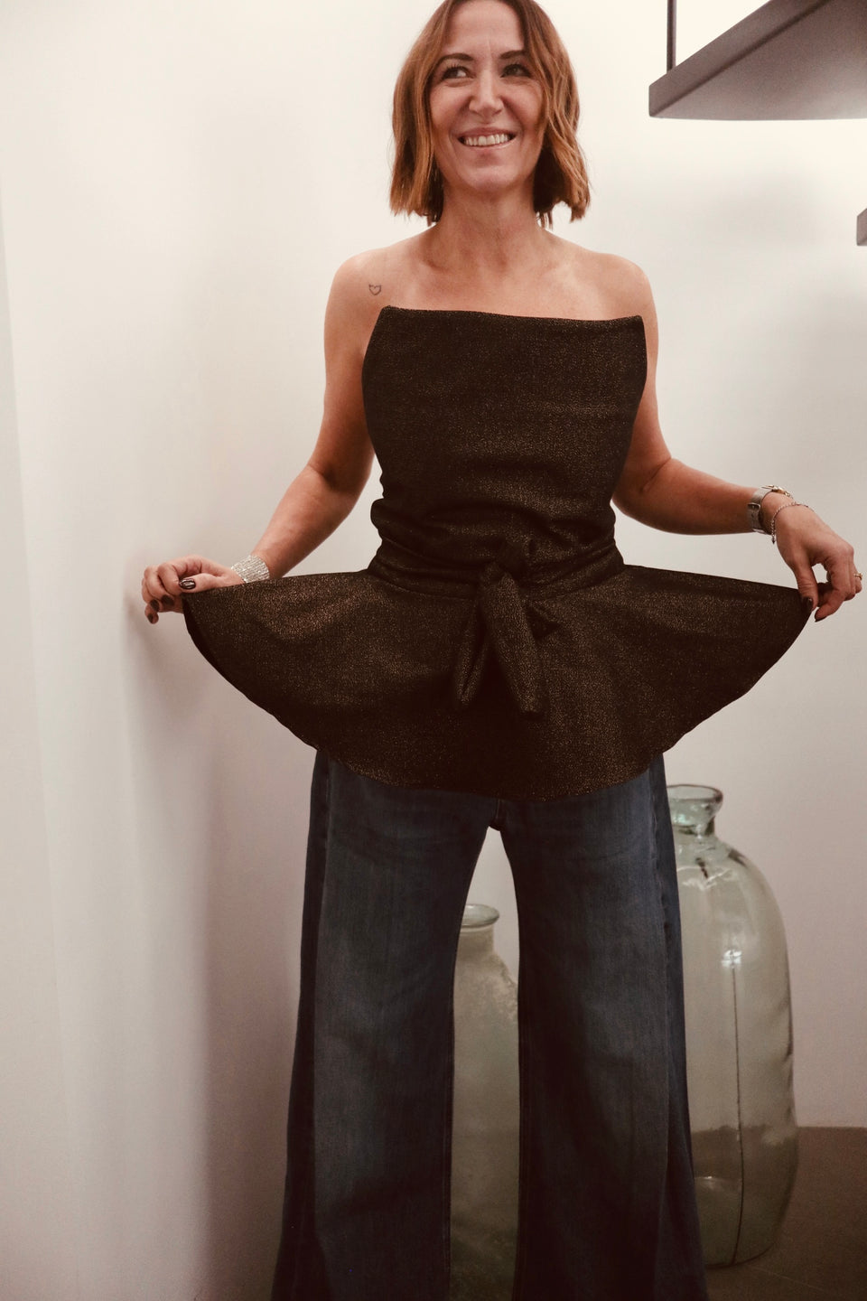 Top tube square doré