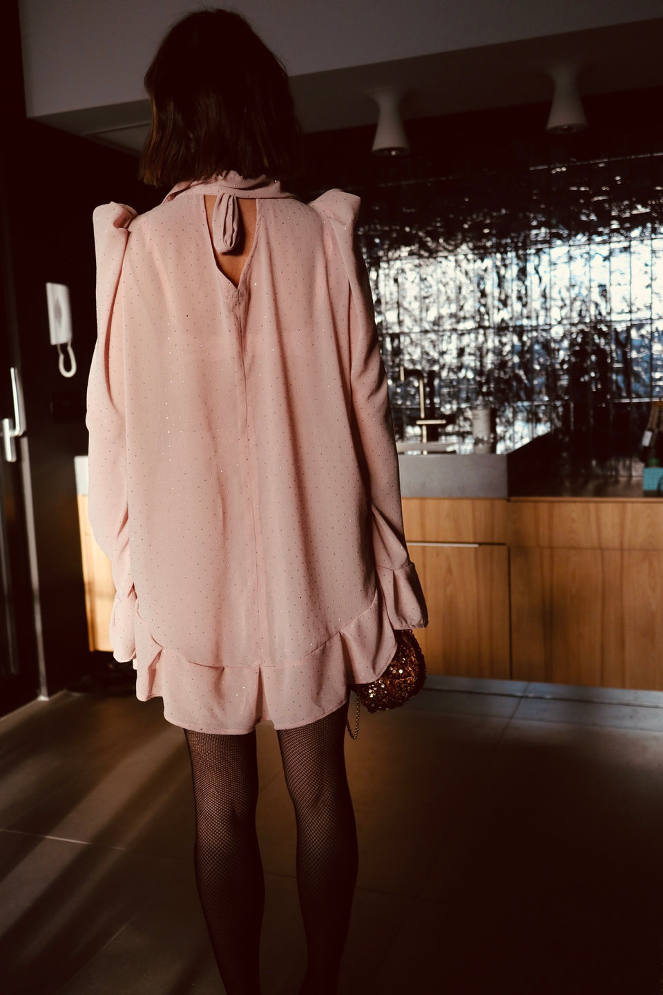 Chemise blush avec pastilles brillantes